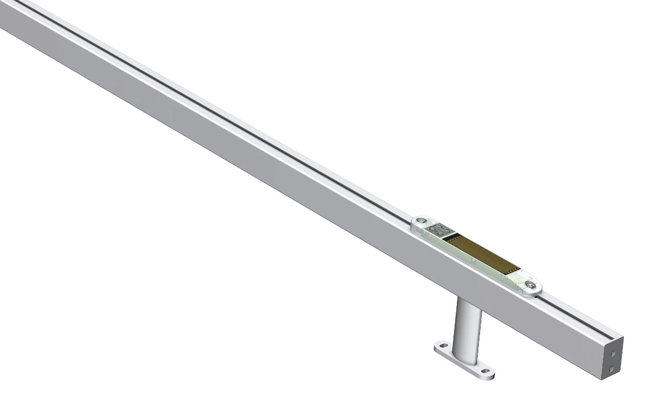 Detailansicht eines Schienensystems mit Sensor